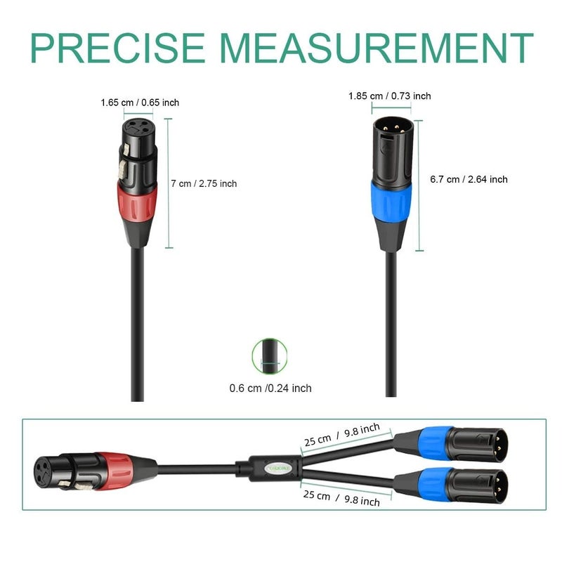 JOMLEY كابل تقسيم JOMLEY XLR، 1 أنثى XLR إلى مزدوج ذكر XL محول كابل ميكروفون متوازن - 1.6 قدم - Image 5